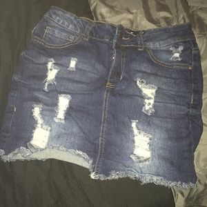 Ripped denim skirt